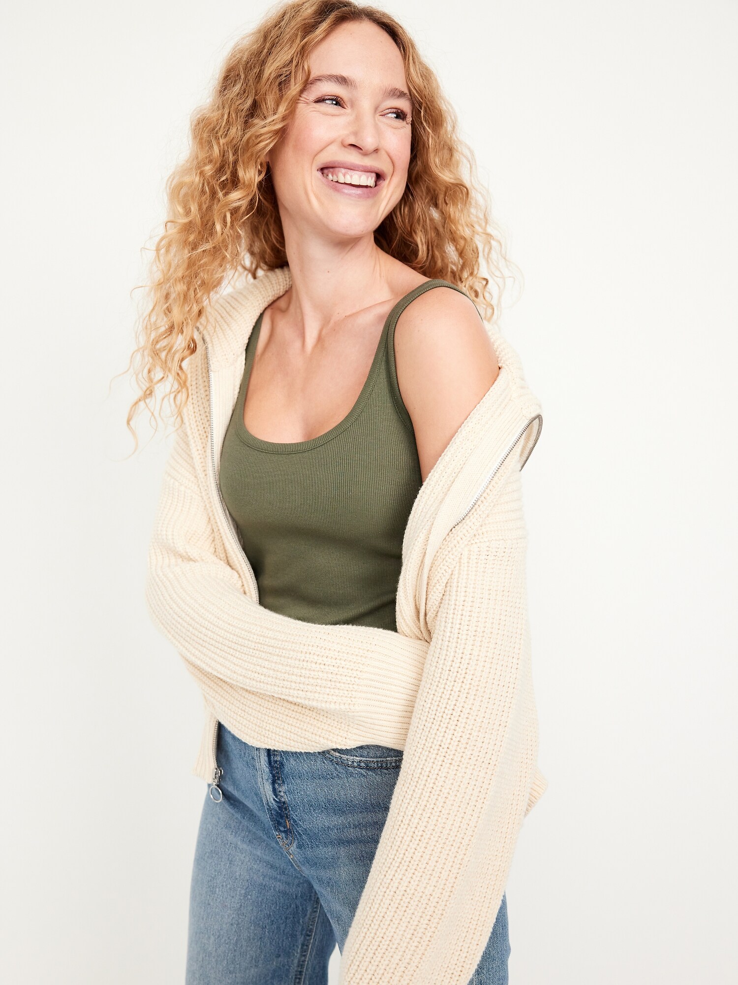 Женский топ Old Navy First-Layer Ribbed Scoop-Neck Tank Top, цвет: Alpine Tundra — фото 3