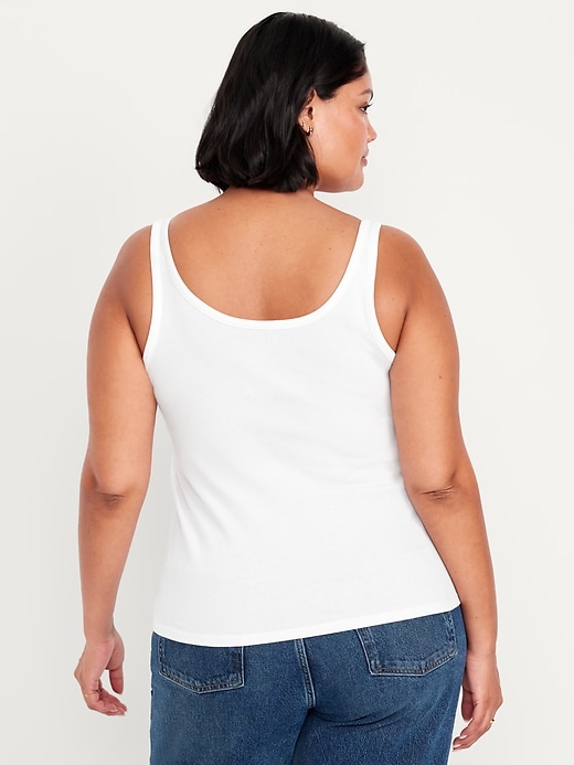 Image number 8 showing, First-Layer Ribbed Scoop-Neck Tank Top