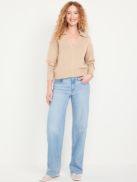 Mid-Rise Wide-Leg Jeans - Light Dip