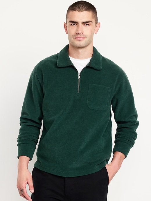 Image number 1 showing, Terry Quarter-Zip Polo