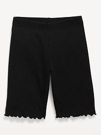 Image number 1 showing, Long Ribbed Lettuce-Edge Biker Shorts for Girls