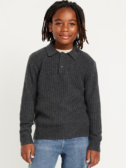 View large product image 1 of 3. SoSoft Long-Sleeve Polo Sweater for Boys