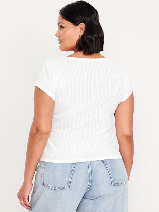 Image number 8 showing, Lace-Trim Ribbed T-Shirt