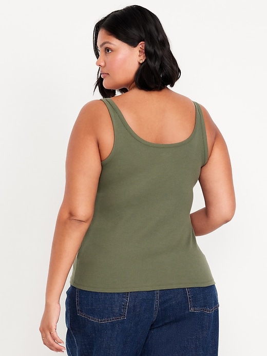 Image number 8 showing, First-Layer Ribbed Scoop-Neck Tank Top