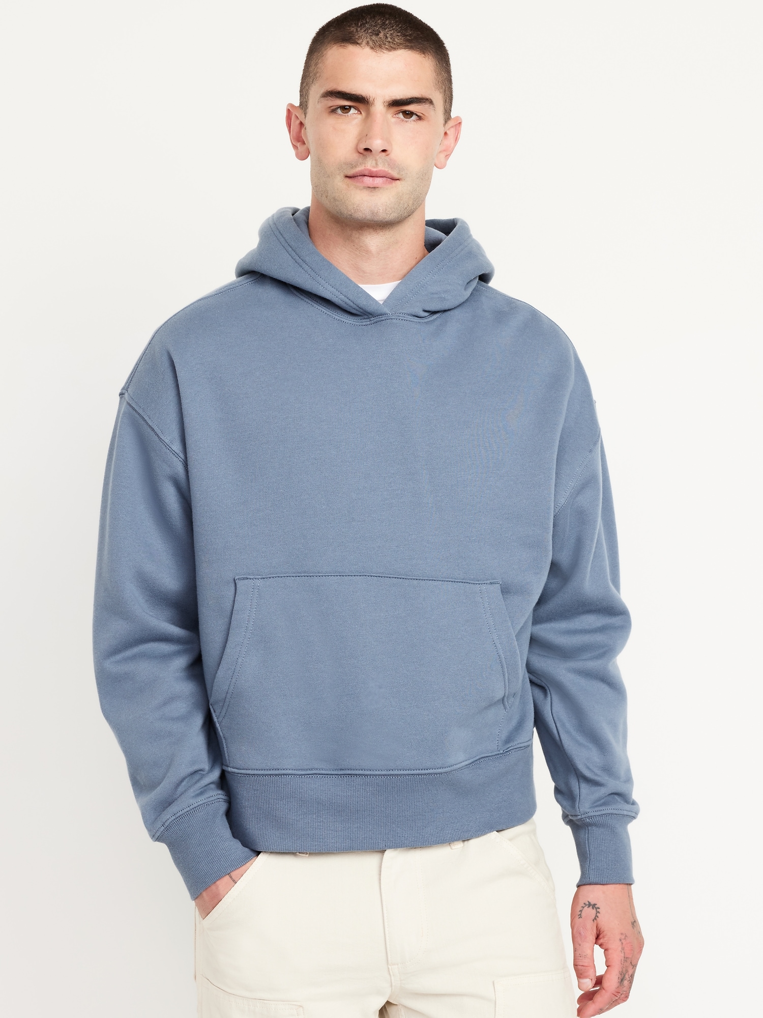 Oversized Cropped Essential Pullover Hoodie