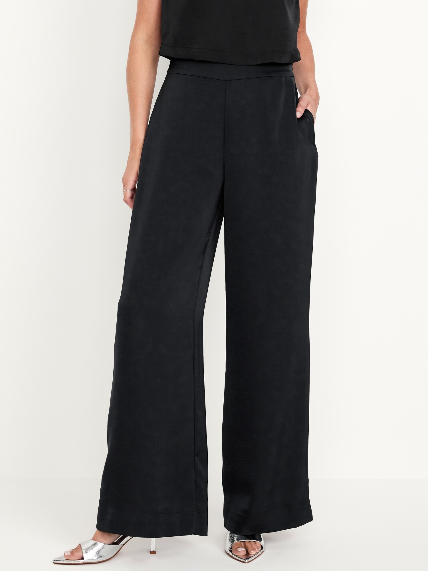 SweatyRocks Girls Casual High Waist Cargo Pants - Elastic Waist, Wide Leg, Zip Fly With Flap Pockets