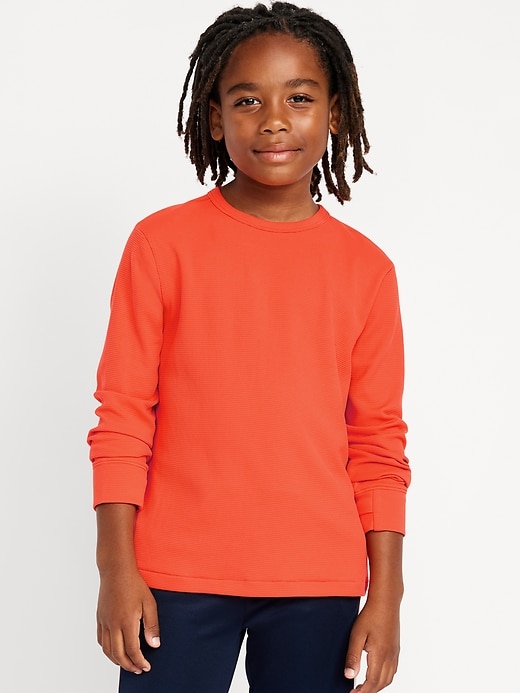 View large product image 1 of 4. Long-Sleeve Waffle-Knit Performance Top for Boys