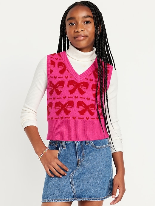 View large product image 1 of 4. SoSoft Printed Sweater Vest for Girls