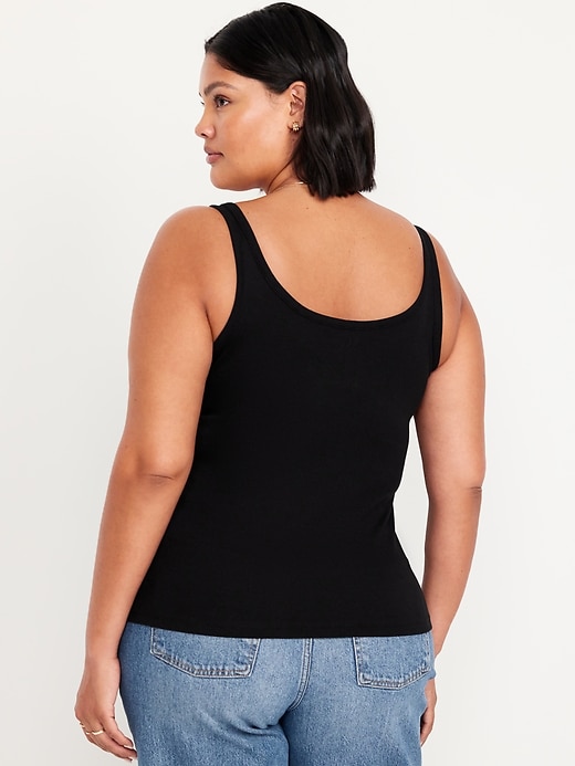 Image number 8 showing, First-Layer Ribbed Scoop-Neck Tank Top