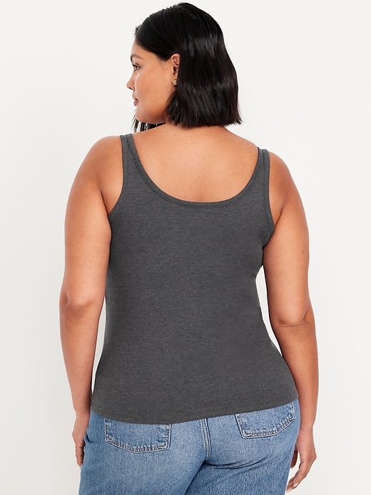 Image number 8 showing, First-Layer Ribbed Scoop-Neck Tank Top