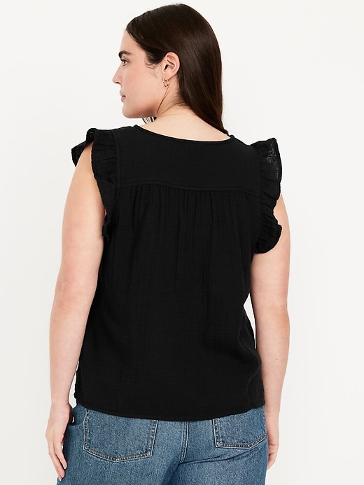 Image number 5 showing, Sleeveless Crinkle Gauze Top