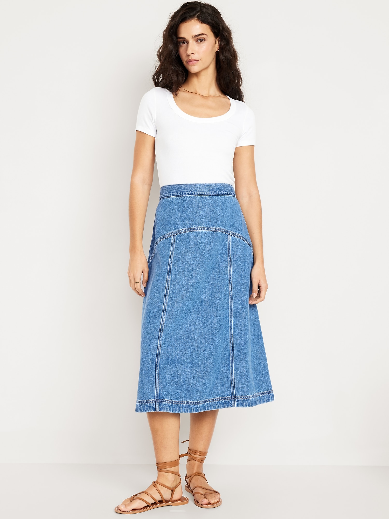 High-Waisted Jean Midi Skirt | Old Navy