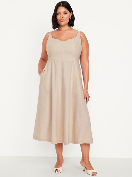 Image number 6 showing, Fit &amp; Flare Linen-Blend Midi Dress