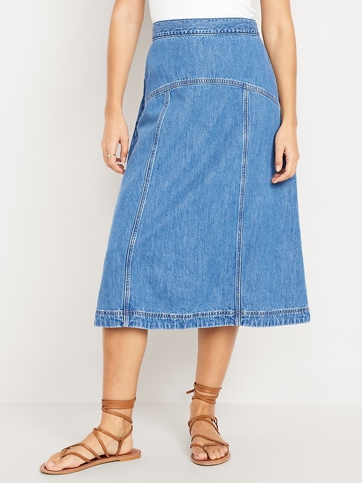 Image number 8 showing, Mid-Rise Jean Midi Skirt