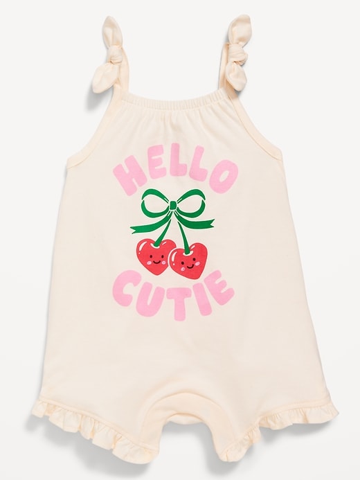 View large product image 1 of 2. Sleeveless Tie-Knot Graphic One-Piece Romper for Baby