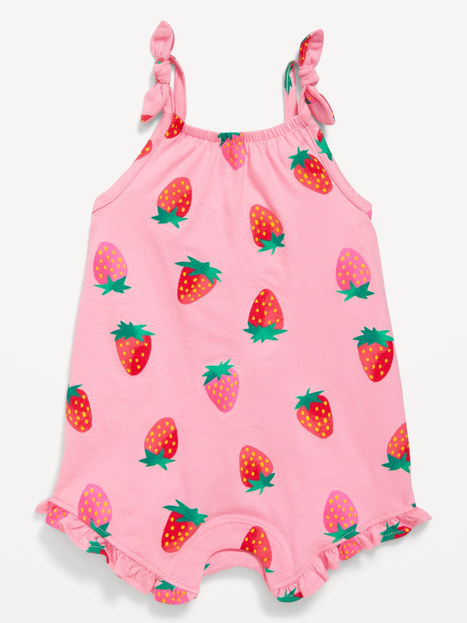 Sleeveless Tie-Knot Graphic One-Piece Romper for Baby