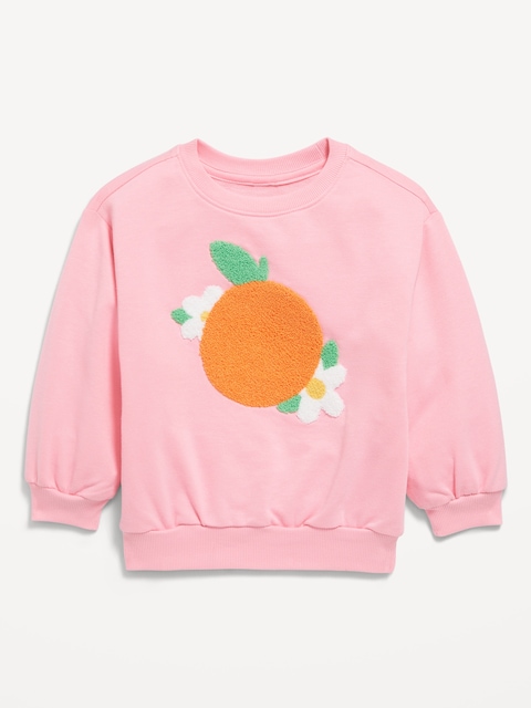Long-Sleeve Graphic French Terry Sweatshirt for Toddler Girls - Anemone Pink