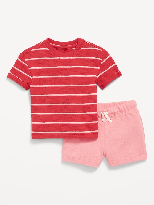 View large product image 2 of 2. Short-Sleeve Jacquard-Knit T-Shirt and Shorts Set for Baby