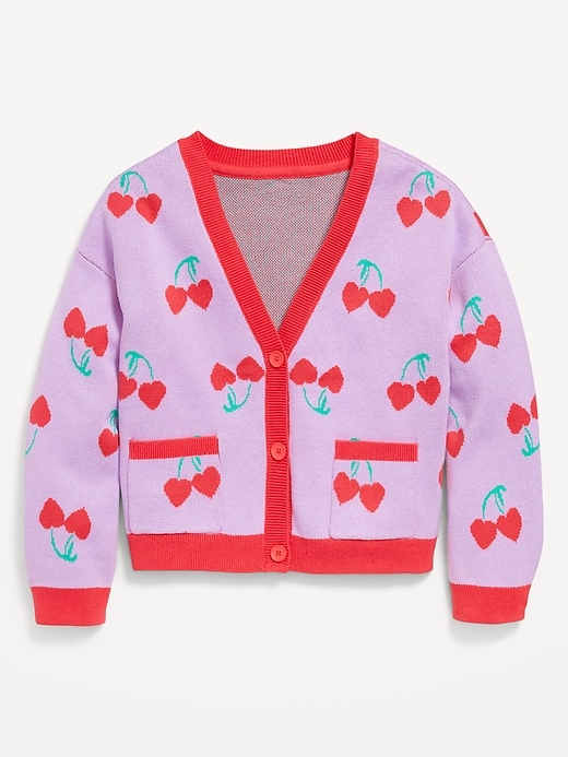 View large product image 2 of 4. Printed Button-Front Cardigan Sweater for Girls