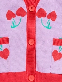 View large product image 4 of 4. Printed Button-Front Cardigan Sweater for Girls