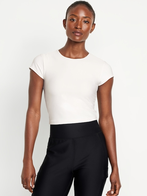 PowerSoft Support Crop Top - Magnolia White