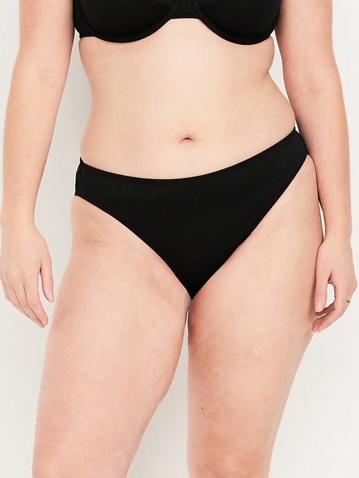 Image number 5 showing, Mid-Rise Textured Bikini Swim Bottoms