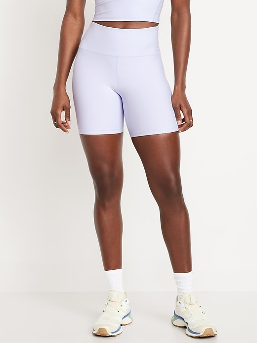 Image number 1 showing, High-Waisted PowerSoft Biker Shorts -- 6-inch inseam