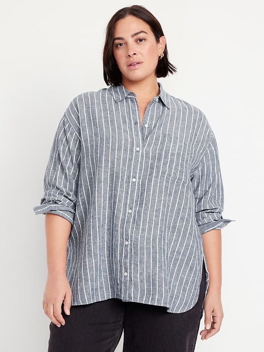 Image number 7 showing, Button-Down Linen-Blend Striped Shirt