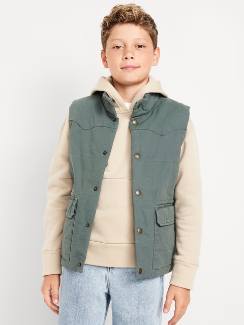 Canvas Utility Vest for Boys - Terrestrial Green