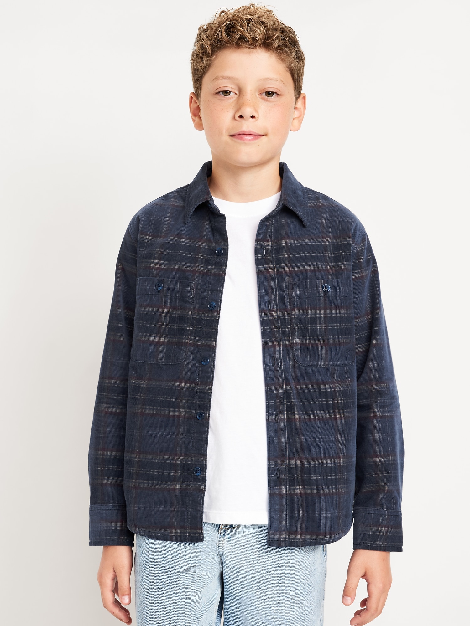 Long-Sleeve Corduroy Pocket Shirt for Boys