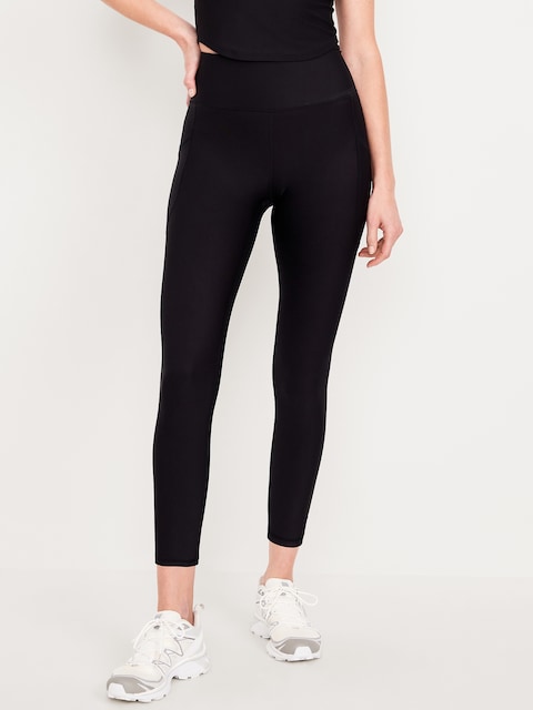 High-Waisted PowerSoft Crop Pocket Leggings 23" inseam - Black Jack