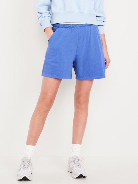 Extra High-Waisted SoComfy Sweat Shorts -- 5-inch inseam - Crayon Blue