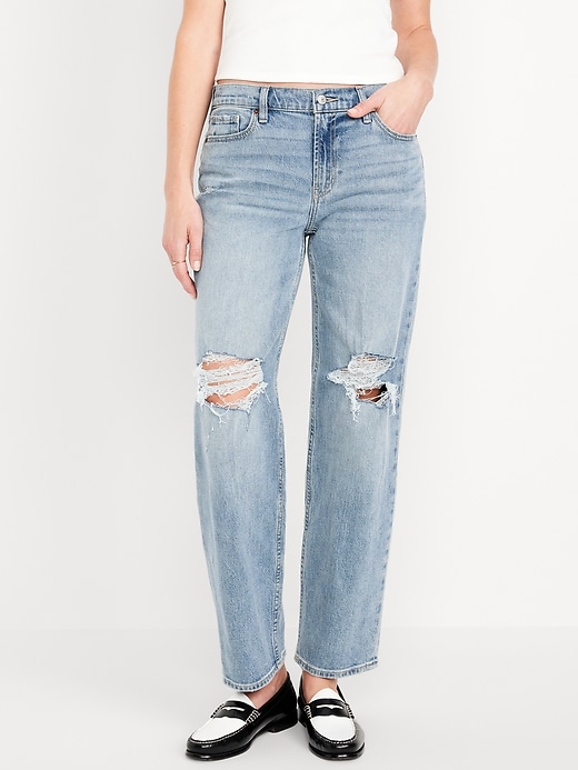 Image number 2 showing, Mid-Rise Boyfriend Loose Jeans