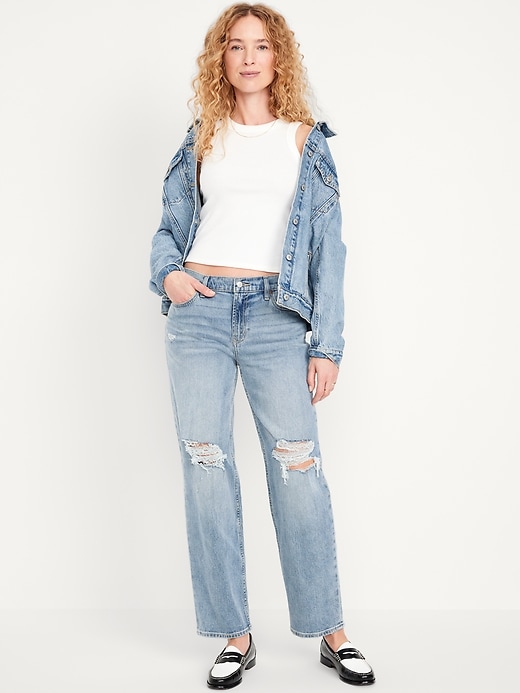 Image number 1 showing, Mid-Rise Boyfriend Loose Jeans