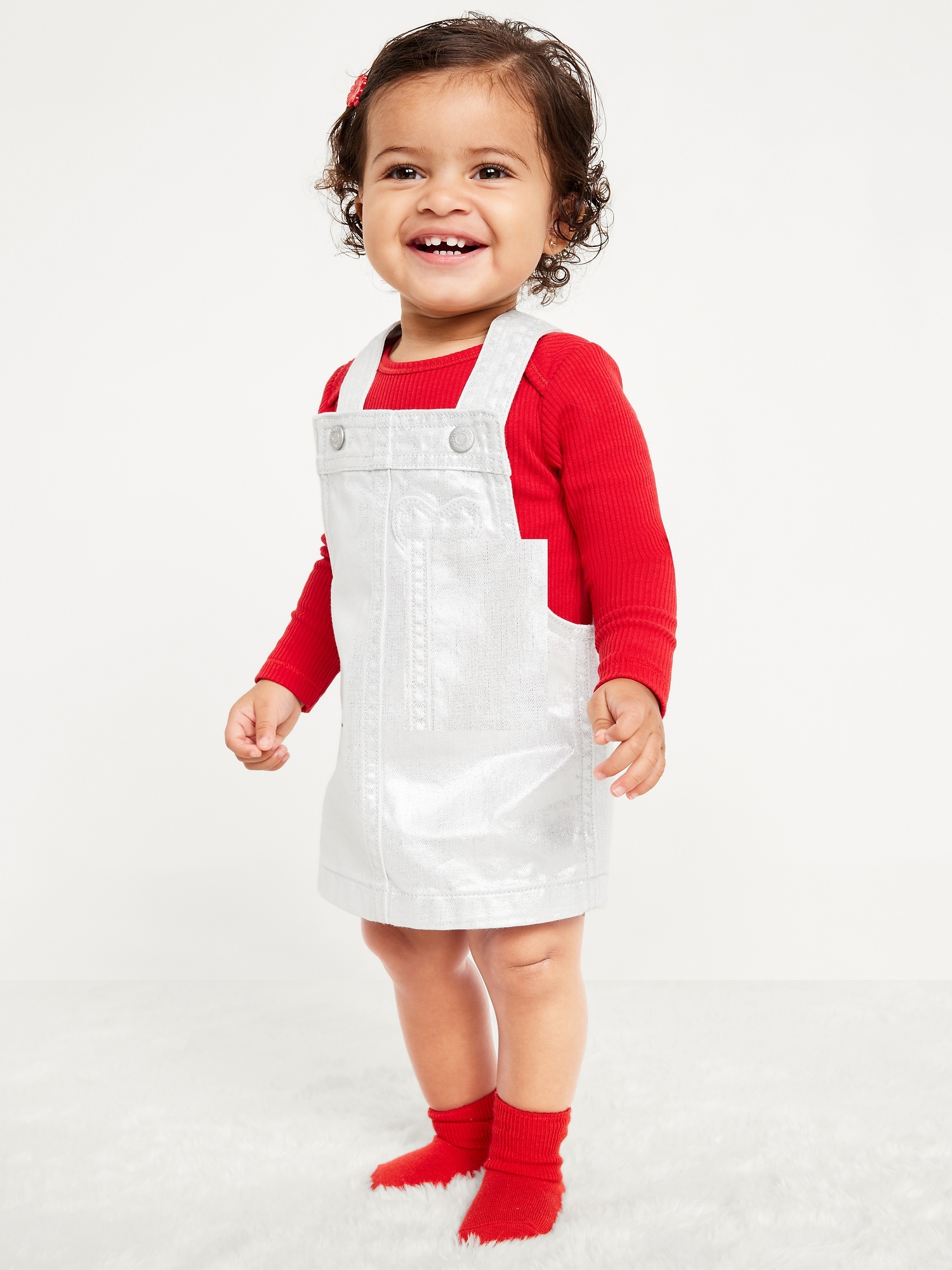 Shiny Heart-Pocket Skirtall Dress for Baby