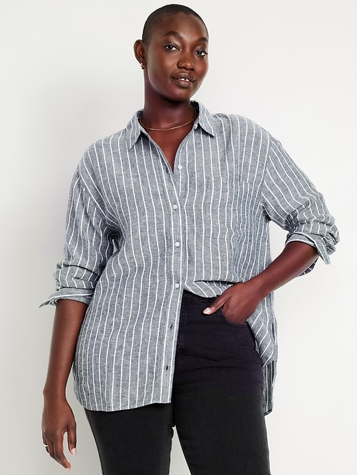 Image number 5 showing, Button-Down Linen-Blend Striped Shirt