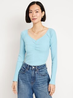 Cinched Rib-Knit Top | Old Navy