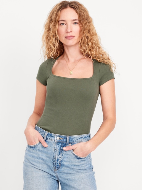 Ribbed Square-Neck T-Shirt - Alpine Tundra