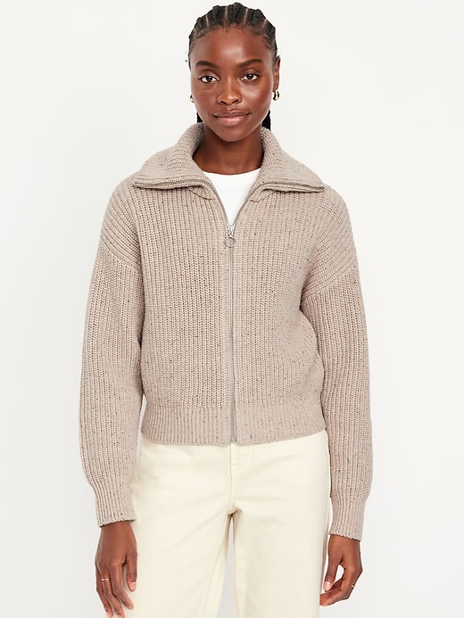 Image number 1 showing, Ribbed Full-Zip Cardigan