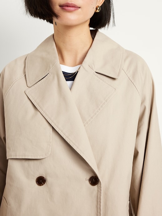 Image number 4 showing, Double-Breasted Short Trench Coat