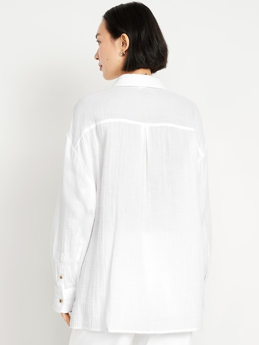 Image number 2 showing, Crinkle Gauze Loose Button-Down Shirt