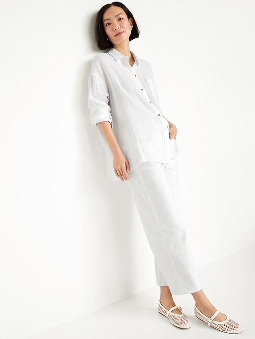 Image number 3 showing, Crinkle Gauze Loose Button-Down Shirt