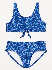Image number 1 showing, Printed Tie-Knot Bikini Swim Set for Girls