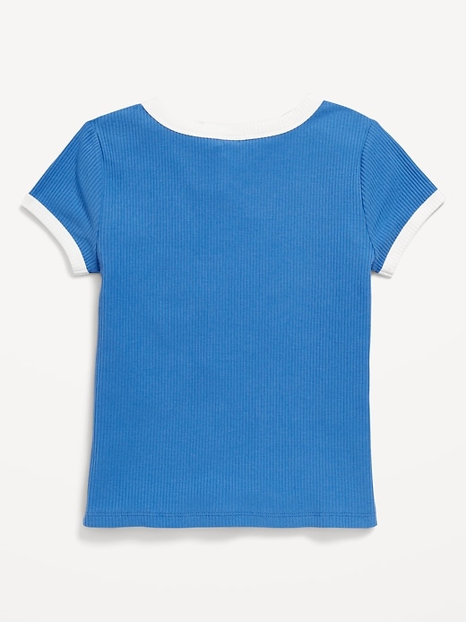 View large product image 2 of 2. Fitted Ribbed Graphic T-Shirt for Girls