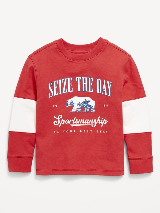 View large product image 1 of 1. Oversized Long-Sleeve Graphic T-Shirt for Toddler Boys