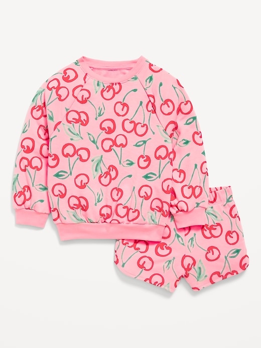 View large product image 1 of 1. Printed French Terry Sweatshirt and Shorts Set for Toddler Girls