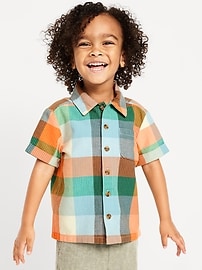 Image number 1 showing, Short-Sleeve Textured Dobby Shirt for Toddler Boys