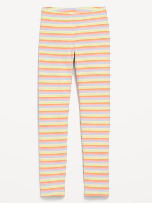 View large product image 1 of 1. Printed High-Waisted Ribbed Leggings for Girls