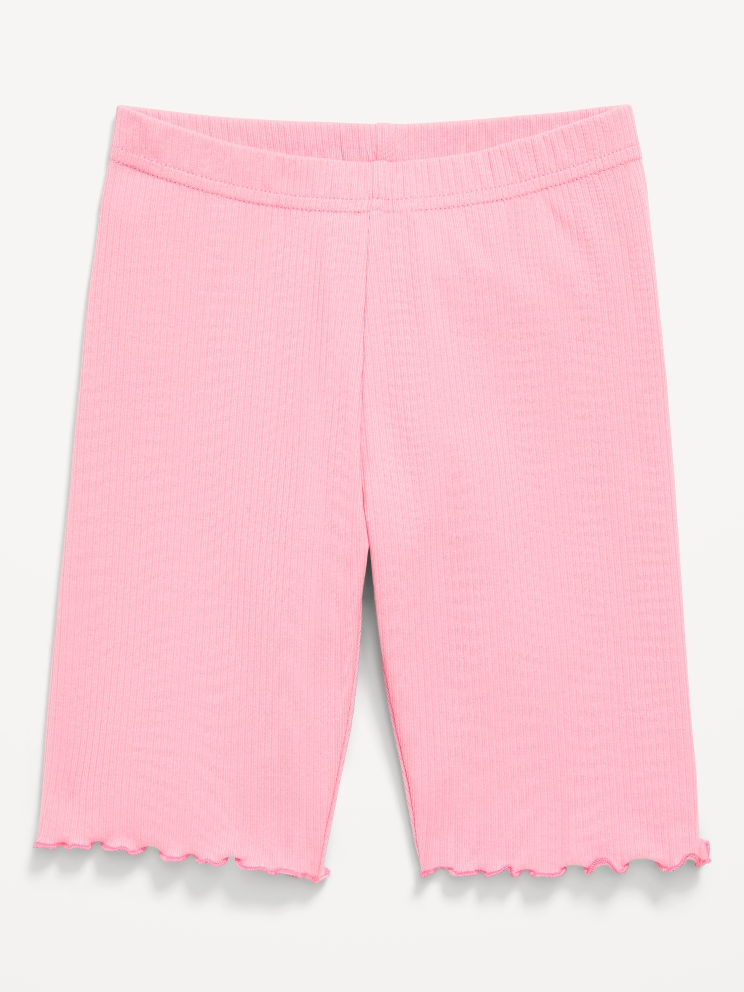 Long Ribbed Lettuce-Edge Biker Shorts for Girls