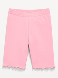 Image number 1 showing, Long Ribbed Lettuce-Edge Biker Shorts for Girls